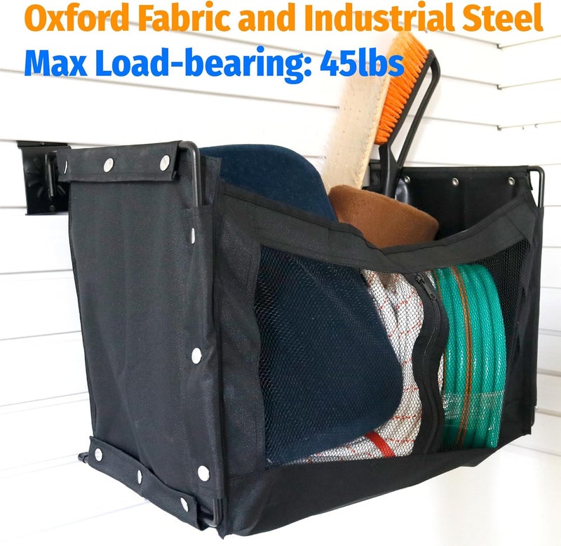 BFPeaky 2-PC Heavy Duty Slatwall Baskets, Slatwall Bags, Accessories for Slat Wall, Slatwall Storage, Baskets for Slatwall, 21.7"x12.8"x10.6" Size, Oxford Fabric Material, 45 lbs Max Load-bearing - Image 3